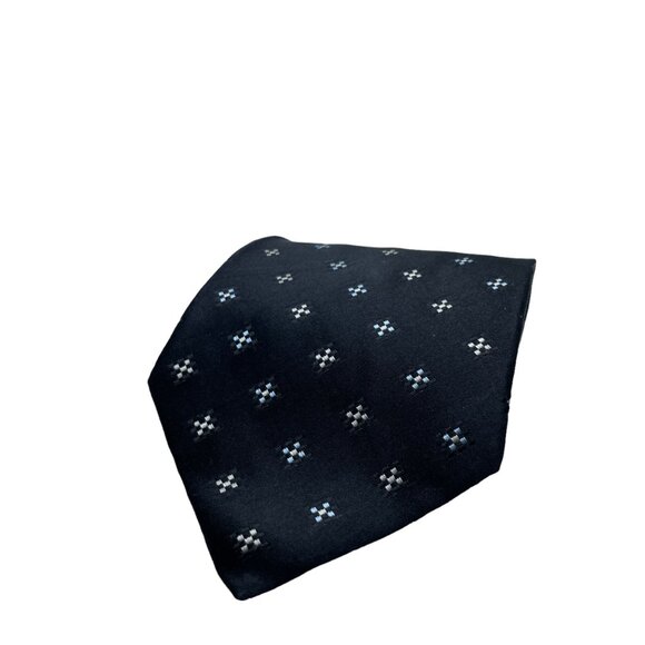 Stafford Men's Black Geometric Classic Silk Necktie - Picture 6 of 6